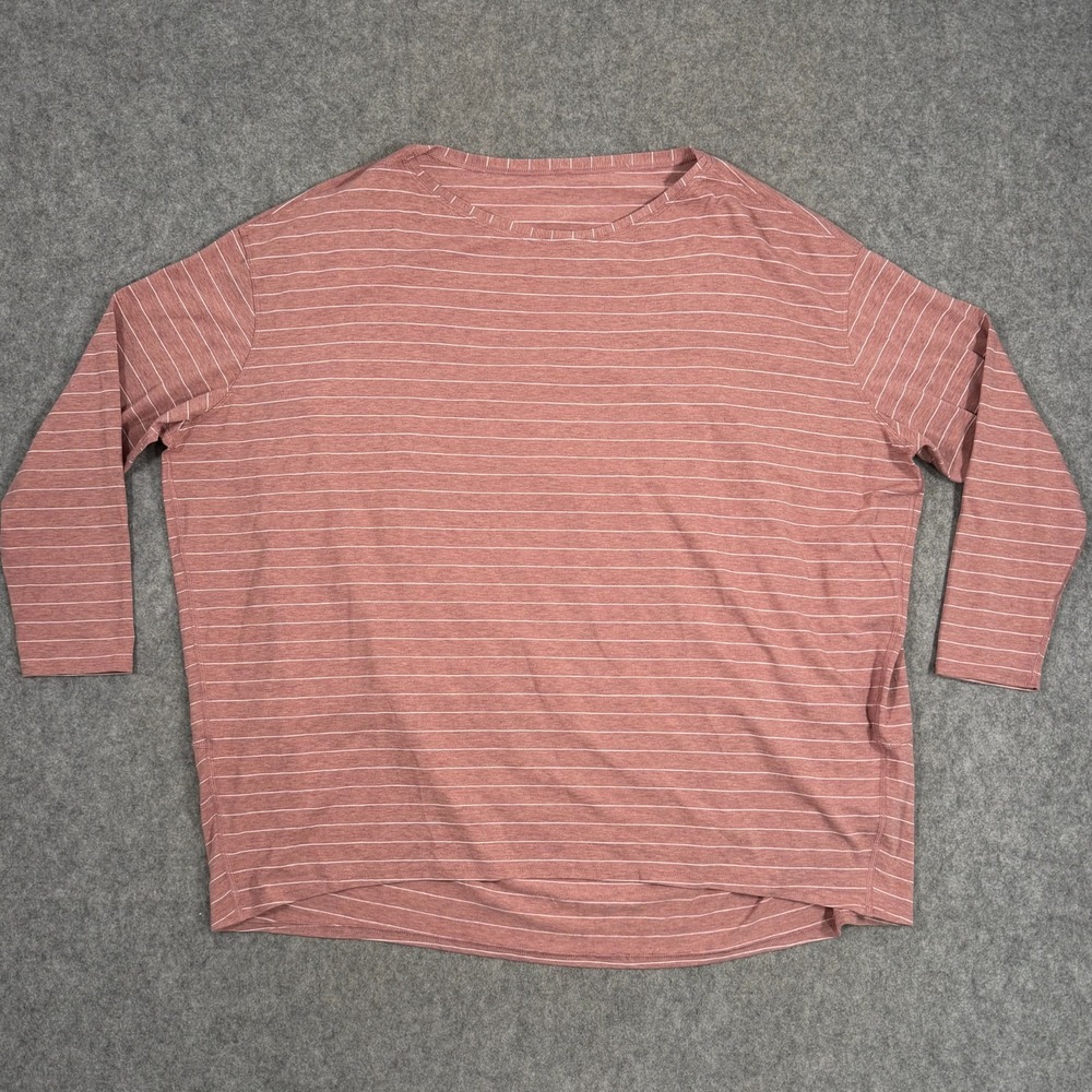 Lululemon Stripe Spiced Chai Back In Action Long Sleeve Shirt Women's Size 12